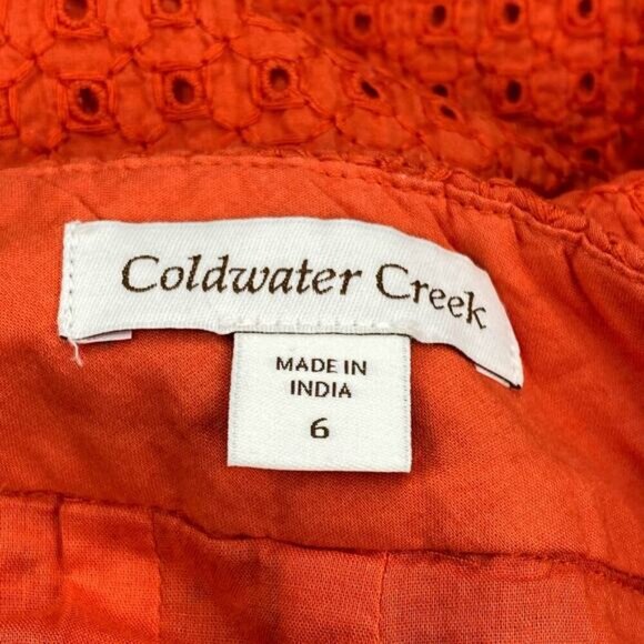 NWT COLDWATER CREEK Eyelet Pencil Skirt Sz 6 Orange - Picture 5 of 5